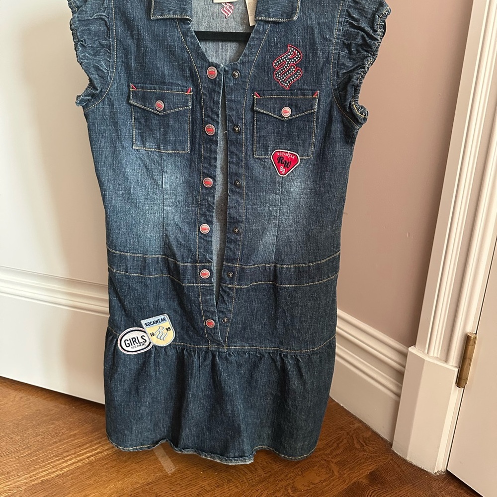 Denim dress with patches